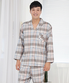 [원더풀라이프][국내제조]wd1668[man]남성잠옷상하세트 순면100%