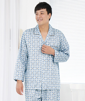 [원더풀라이프][국내제조]wd1674[man]남성잠옷상하세트 순면100%