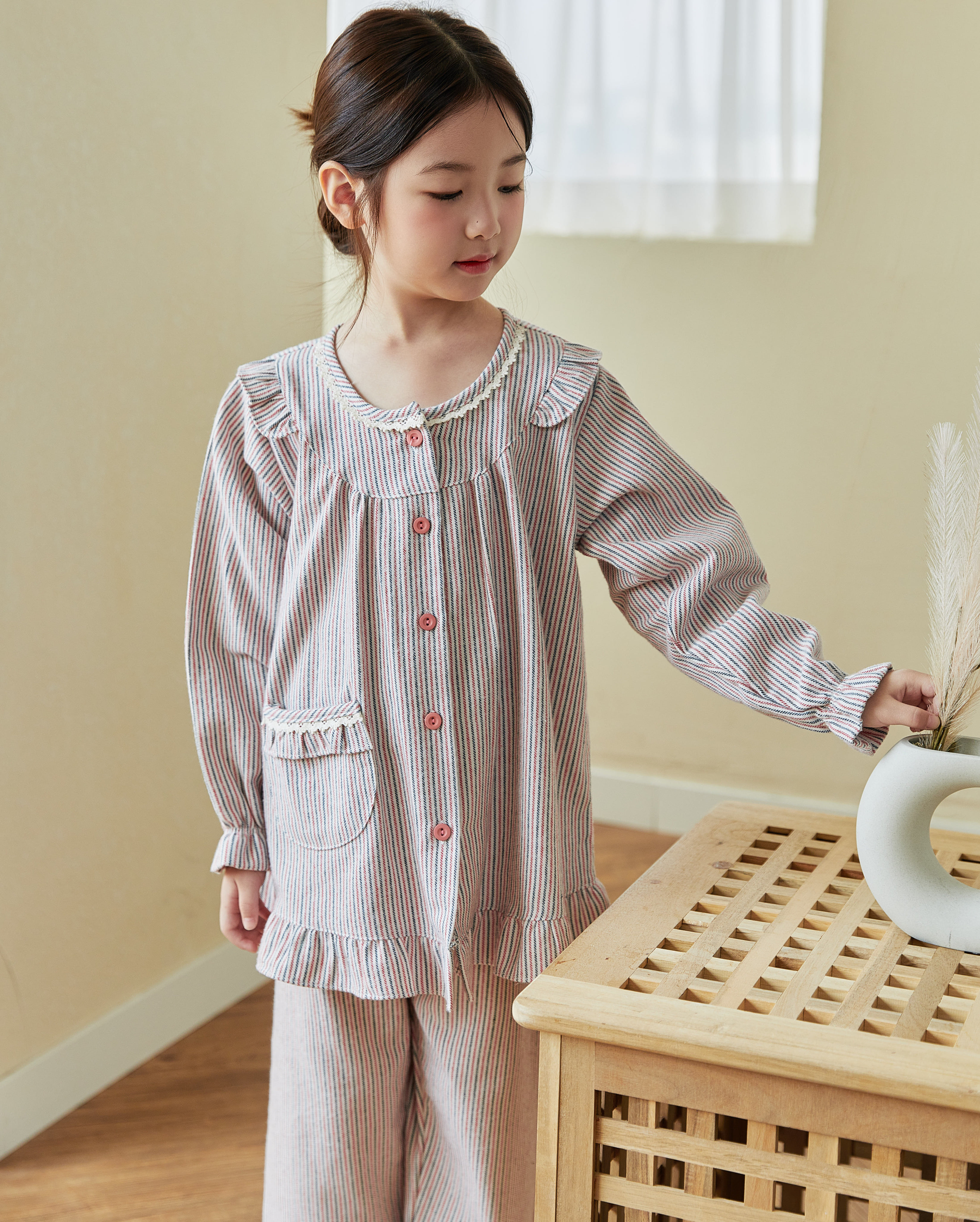 국산 아동 L-베네치아(여) 선염 긴소매상하 홈웨어 잠옷 파자마